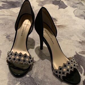 Black 4” Heels with Embellished Rhinestone Strap